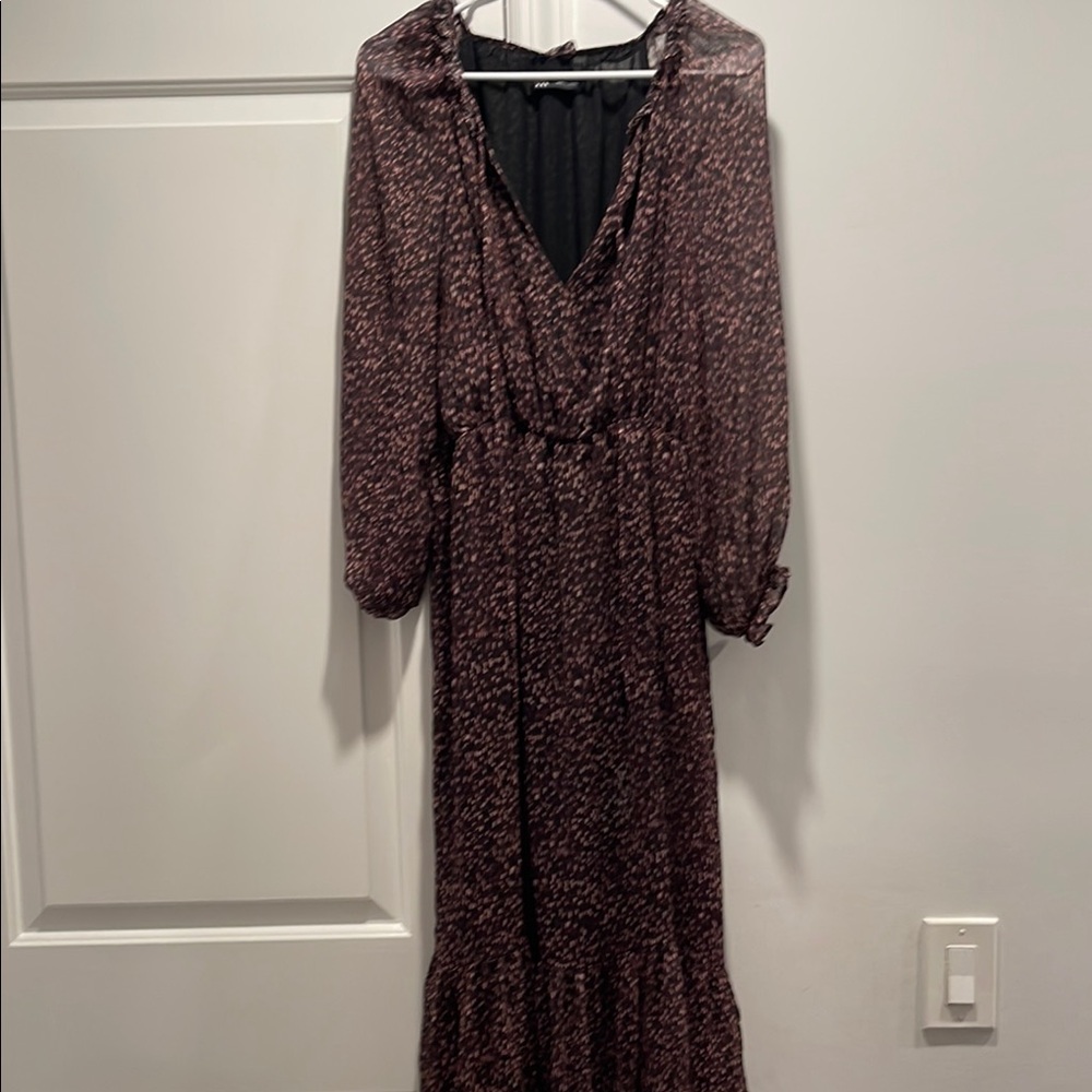 Zara Black and Pink Long Sleeve Dress